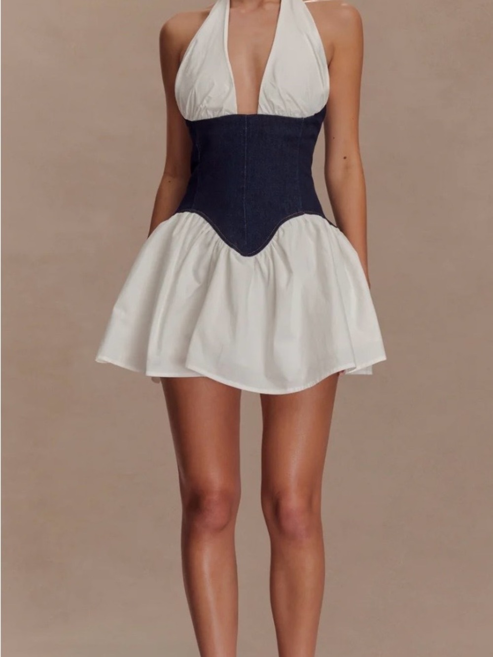 NWT Meshki Merlyn Denim Cotton Mini Dress